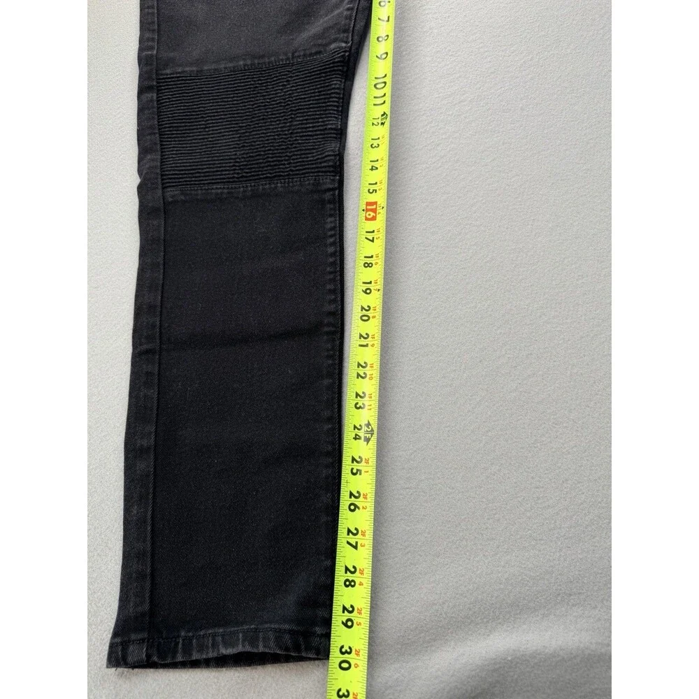 Fashion Nova Men Moto Skinny Jeans Black Stretch Biker Zip Pocket 38x30 Mens